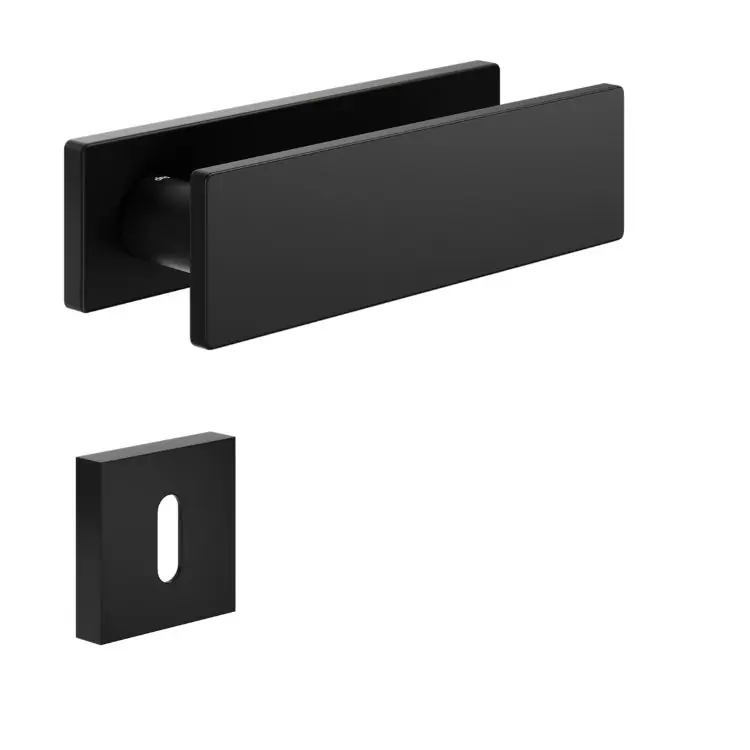 Beperkt Aanbod Maniglia Due DND DU11P per porta, rosetta rettangolare 146x40x9 mm, foro Patent, Ottone finitura Nero