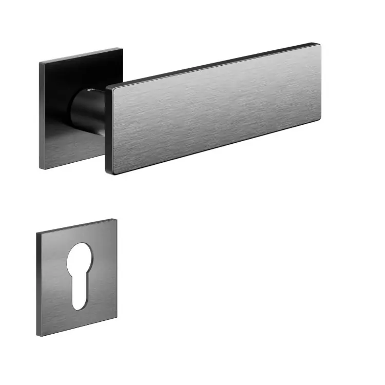 Rechtstreeks Van De Fabrikant Maniglia Due DND DU41Y per porta, rosetta e bocchetta quadra 50x4 mm, foro Yale, Ottone finitura Grafite Satinato