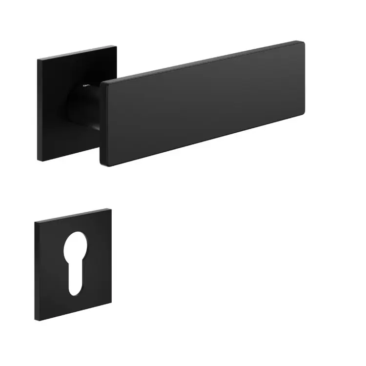 Koopje Maniglia Due DND DU41Y per porta, rosetta e bocchetta quadra 50x4 mm, foro Yale, Ottone finitura Nero