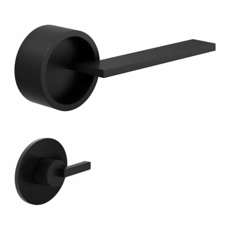 Koop Online Maniglia Timeless DND TL01T per porta, rosetta e bocchetta tonda 50x4 mm con nottolino Wc, Alluminio finitura Nero