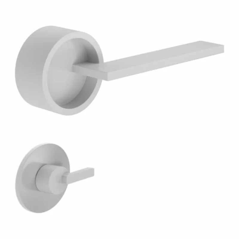 Bestel Nu Maniglia Timeless DND TL01T per porta, rosetta e bocchetta tonda 50x4 mm con nottolino Wc, Alluminio finitura Bianco