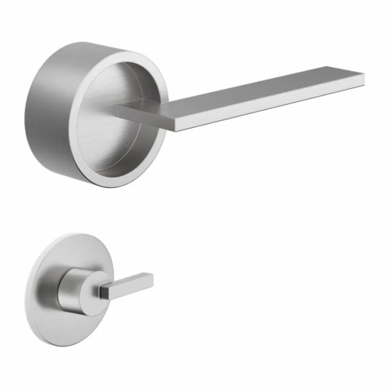 Maniglia Timeless DND TL01T per porta, rosetta e bocchetta tonda 50x4 mm con nottolino Wc, Alluminio finitura Silver Meest Verkocht