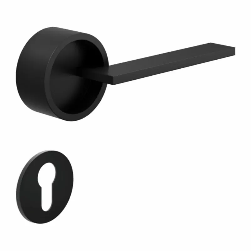 Maniglia Timeless DND TL01Y per porta, rosetta e bocchetta tonda 50x4 mm foro Yale, Alluminio finitura Nero Favoriet