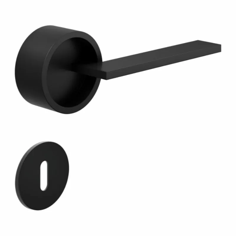 Seizoensaanbieding Maniglia Timeless DND TL01P per porta, rosetta e bocchetta tonda 50x4 mm foro Patent, Alluminio finitura Nero