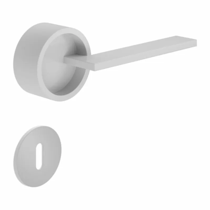 Maniglia Timeless DND TL01P per porta, rosetta e bocchetta tonda 50x4 mm foro Patent, Alluminio finitura Bianco Gereduceerde Prijs