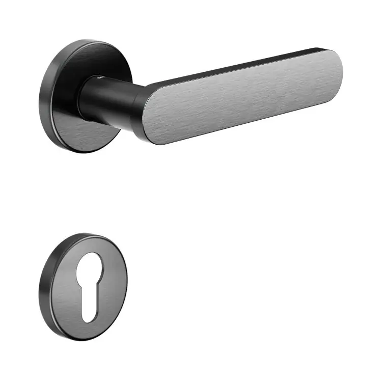 Alleen Vandaag Maniglia Short DND SH12Y per porta, rosetta e bocchetta tonda 50x7 mm foro Yale, Ottone finitura Grafite Satinato