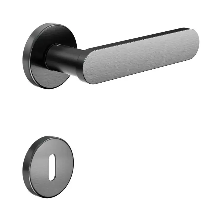 Direct Beschikbaar Maniglia Short DND SH12P per porta, rosetta e bocchetta tonda 50x7 mm foro Patent, Ottone finitura Grafite Satinato