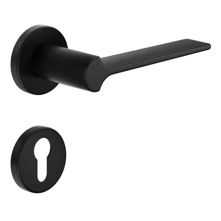 Koopje Maniglia Ginkgo DND GK12Y per porta, rosetta e bocchetta tonda 50X7 mm , foro Yale Ottone finitura Nero