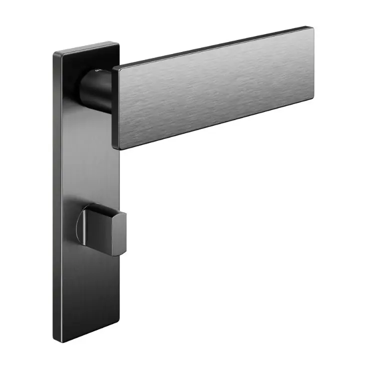 Hoge Kwaliteit Maniglia Due DND DU10T per porta, placca rettangolare 146x40x9 mm con nottolino Wc, Ottone finitura Grafite Satinato