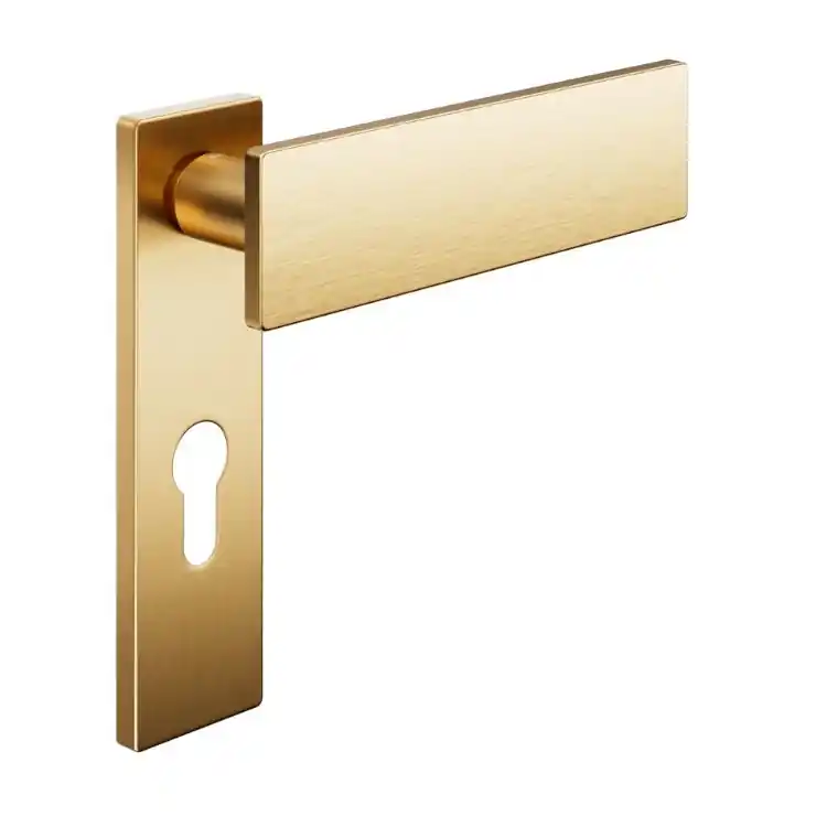 Gratis Retour Maniglia Due DND DU10Y per porta, la placca rettangolare 146x40x9 mm, foro Yale, Ottone finitura Oro Antico Satinato