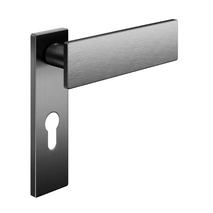 Lage Prijs Maniglia Due DND DU10Y per porta, placca rettangolare 146x40x9 mm, foro Yale, Ottone finitura Grafite Satinato