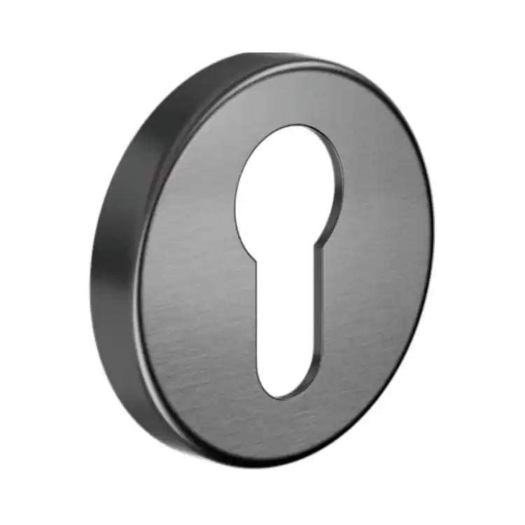 Bocchetta tonda DND BD12Y per porta, foro Yale, dimensioni 50x7 mm, Ottone finitura Grafite Satinato Veilige Betaling