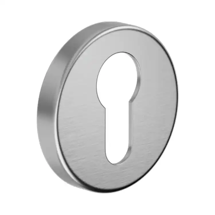 Bocchetta tonda DND BD12Y per porta, foro Yale, dimensioni 50x7 mm, Ottone finitura Power Cromo Satinato Snelle Levering