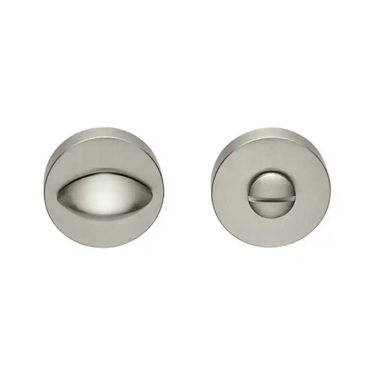 Nottolino DND RDN08+A, per porta bagno, rosetta tonda 50x7 mm, Ottone finitura Power Cromo Satinato Snelle Levering
