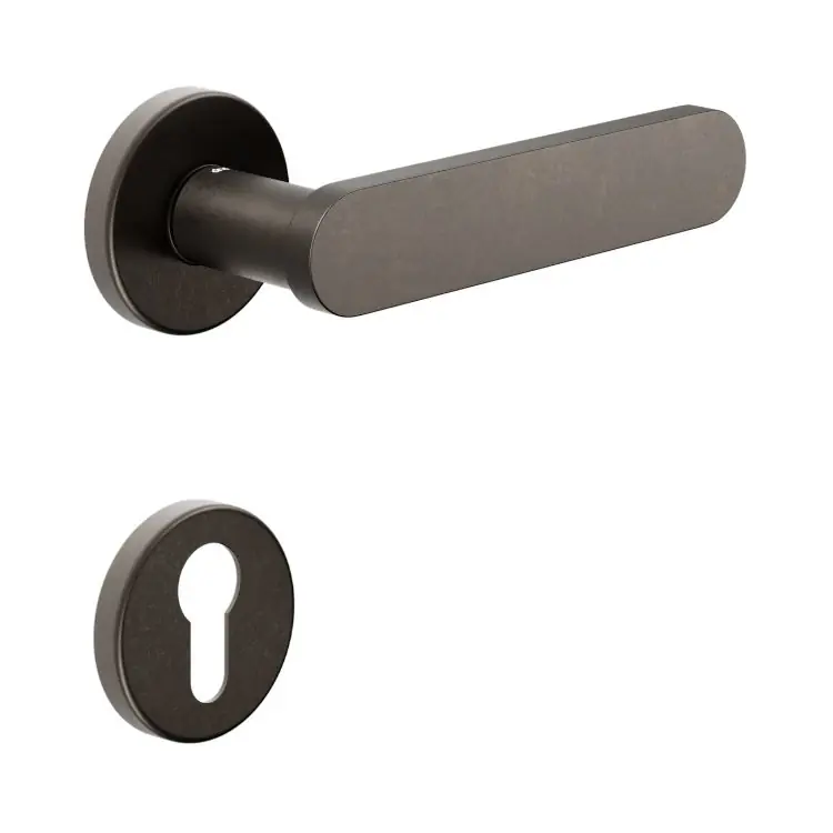 Maniglia Short DND SH12Y per porta, rosetta e bocchetta tonda 50x7 mm foro Yale, Ottone finitura Bronzato Laatste Versie