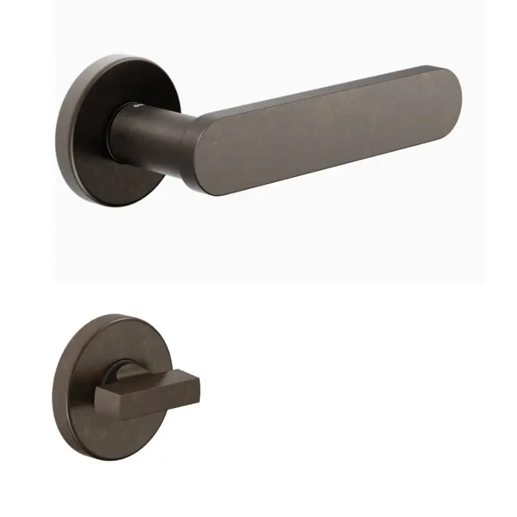 Maniglia Short DND SH12T per porta, rosetta e bocchetta tonda 50x7 mm con nottolino Wc, Ottone finitura Bronzato Fabrieksprijs