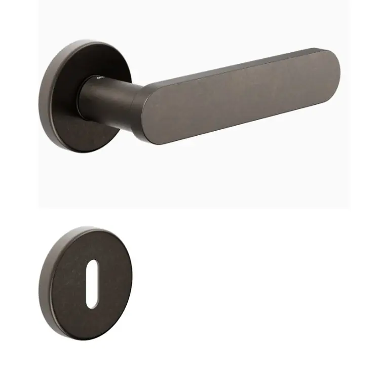 Maniglia Short DND SH12P per porta, rosetta e bocchetta tonda 50x7 mm foro Patent, Ottone finitura Bronzato Nieuw