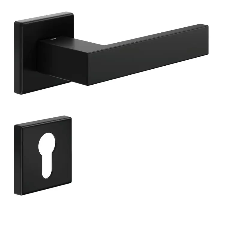 Lage Prijs Maniglia Edra 02 DND ED14Y per porta, rosetta e bocchetta quadra 50x7 mm, foto Yale Ottone finitura Nero