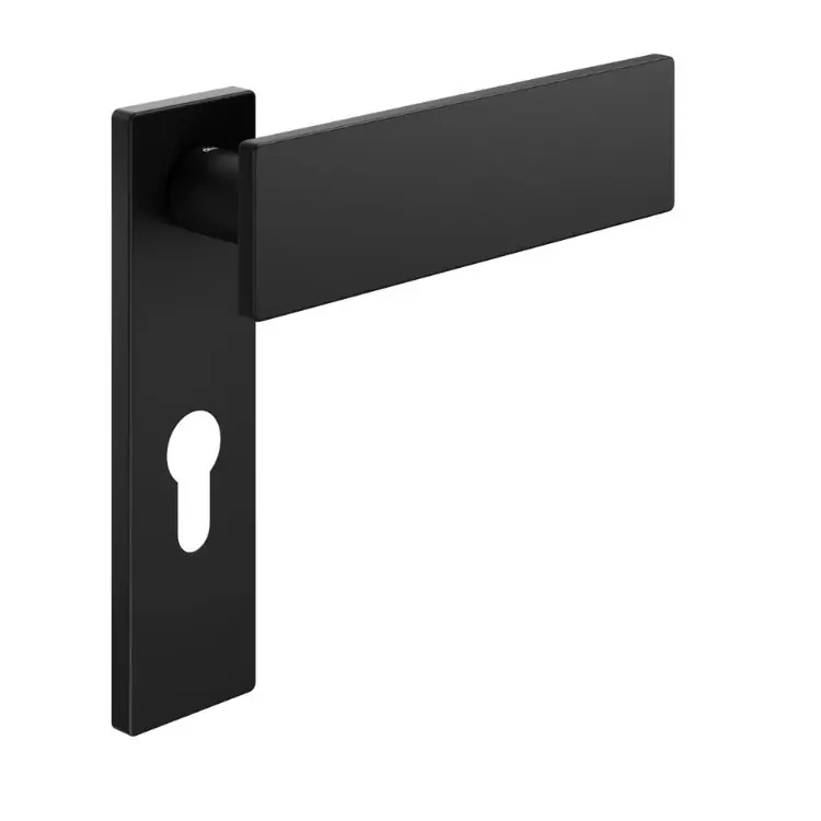 Weekendaanbieding Maniglia Due DND DU10Y per porta, placca rettangolare 146x40x9 mm, foro Yale, Ottone finitura Nera