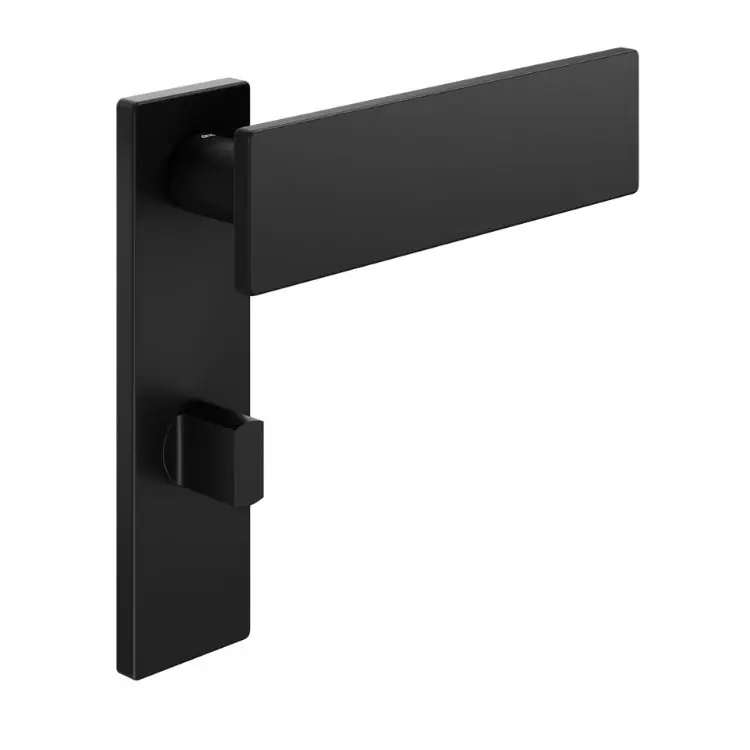 Beperkt Aanbod Maniglia Due DND DU10T per porta, placca rettangolare 146x40x9 mm con nottolino Wc, Ottone finitura Nera