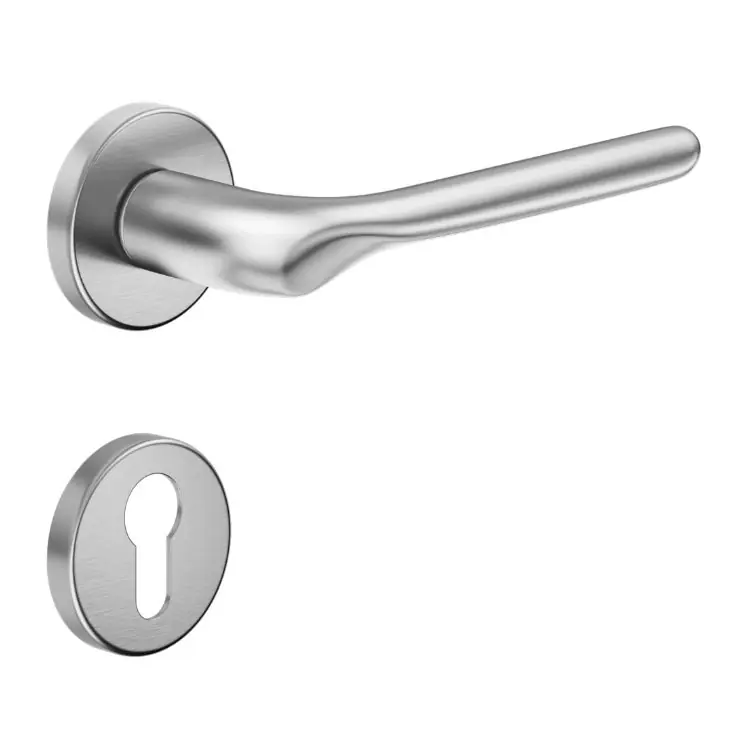 Maniglia Chop DND CP12Y per porta, rosetta e bocchetta tonda 50x7 mm foro Yale, Zama finitura Cromo Satinato Hoge Kwaliteit