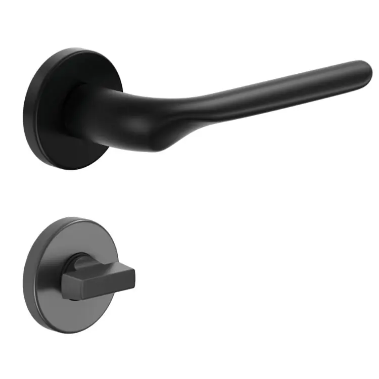 Hoge Kwaliteit Maniglia Chop DND CP12T per porta, rosetta e bocchetta tonda 50x7 mm con nottolino Wc, Zama finitura Nero