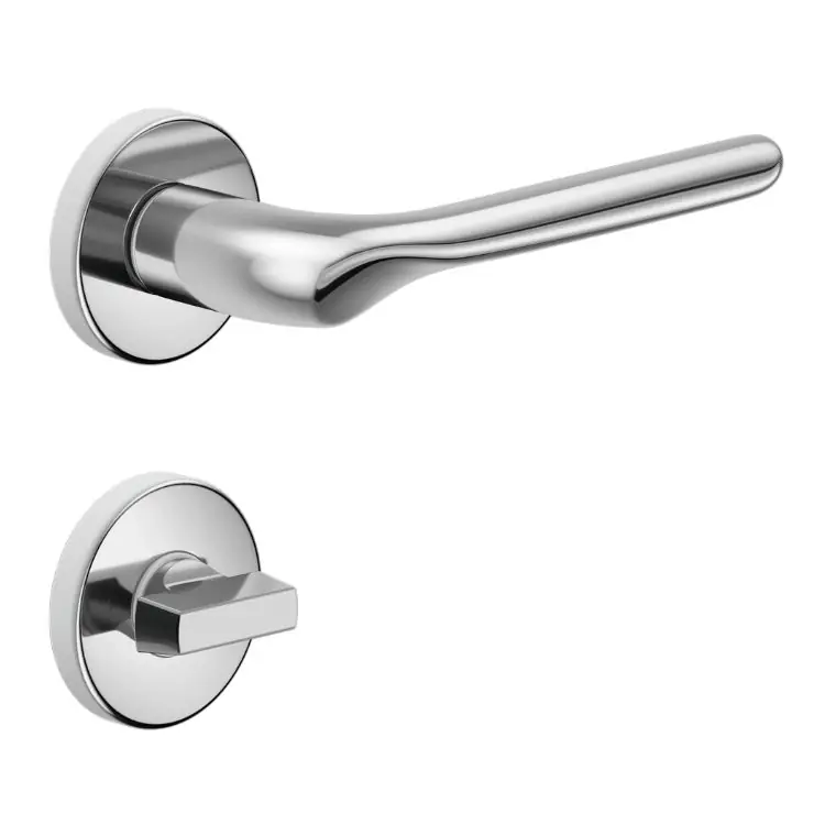 Lage Kosten Maniglia Chop DND CP12T per porta, rosetta e bocchetta tonda 50x7 mm con nottolino Wc, Zama finitura Cromo Lucido