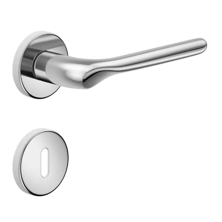 Maniglia Chop DND CP12P per porta, rosetta e bocchetta tonda 50x7 mm foro Patent, Zama finitura Cromo Lucido Koopje