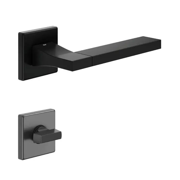 Maniglia Change B 02 DND CB14T per porta, rosetta e bocchetta quadra 50x7 mm con nottolino Wc, Ottone finitura Nero Beperkte Voorraad