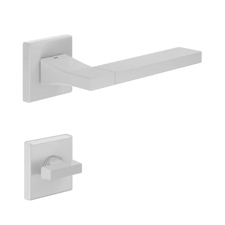 Op = Op Maniglia Change B 02 DND CB14T per porta, rosetta e bocchetta quadra 50x7 mm con nottolino Wc, Ottone finitura Bianco