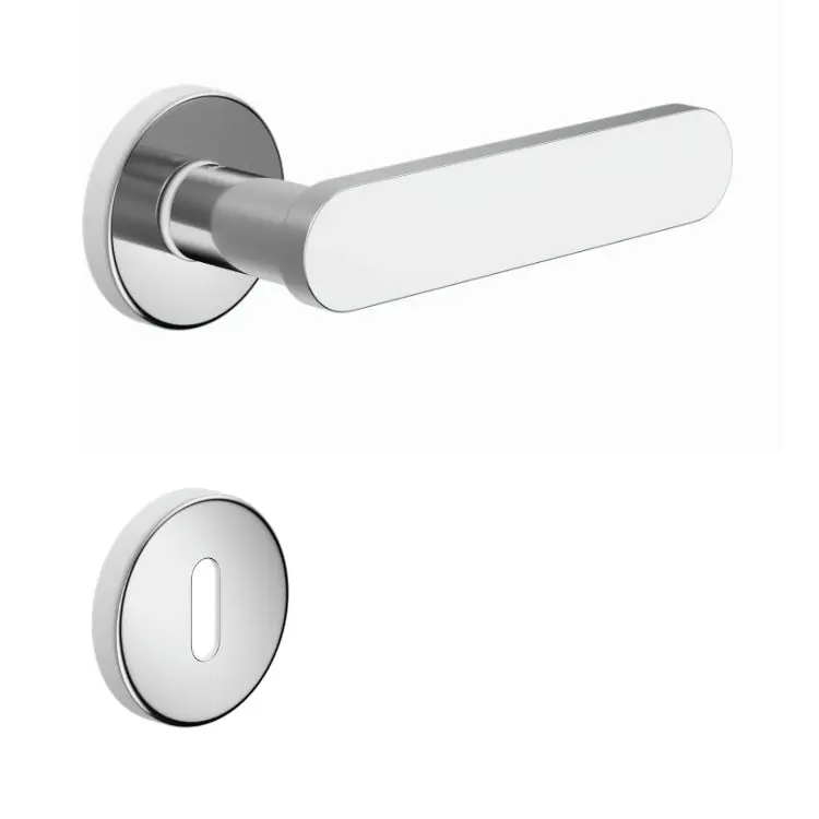 Merkproduct Maniglia Short DND SH12P per porta, rosetta e bocchetta tonda 50x7 mm foro Patent, Ottone finitura Power Cromo Lucido
