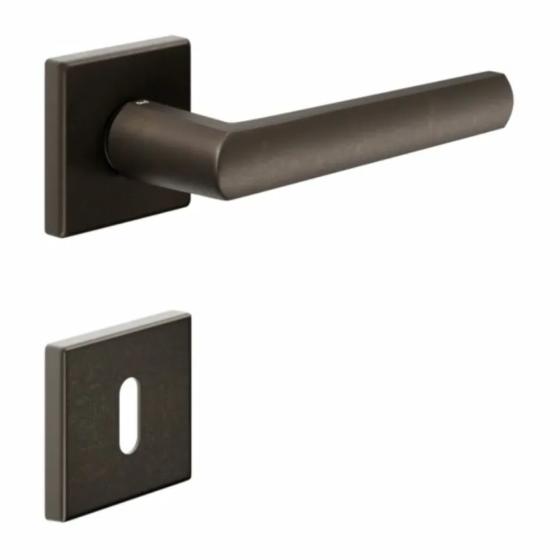 Beperkte Voorraad Maniglia Project 02 DND PR14P per porta, rosetta e bocchetta quadra 50x7 mm foro Patent, Ottone finitura Bronzato