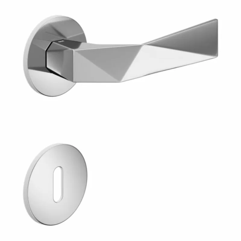 Actieprijs Maniglia Luxury DND LU40P per porta, rosetta e bocchetta tonda 50x4 mm foro Patent, Ottone finitura Cromo Lucido