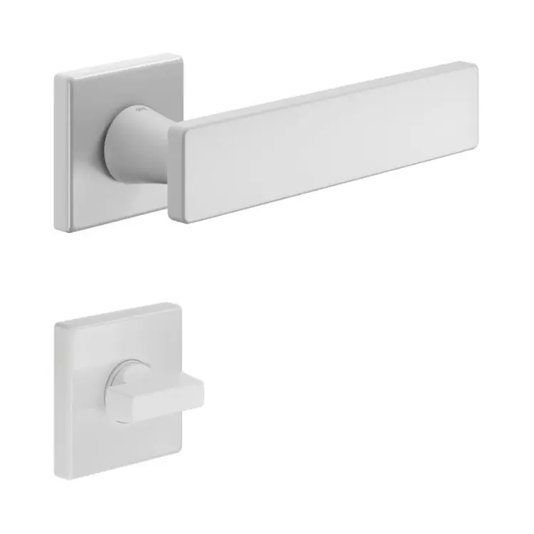 Seizoensaanbieding Maniglia Holly DND HO14T per porta, rosetta e bocchetta quadra 50x7 mm con nottolino Wc, Zama finitura Bianco