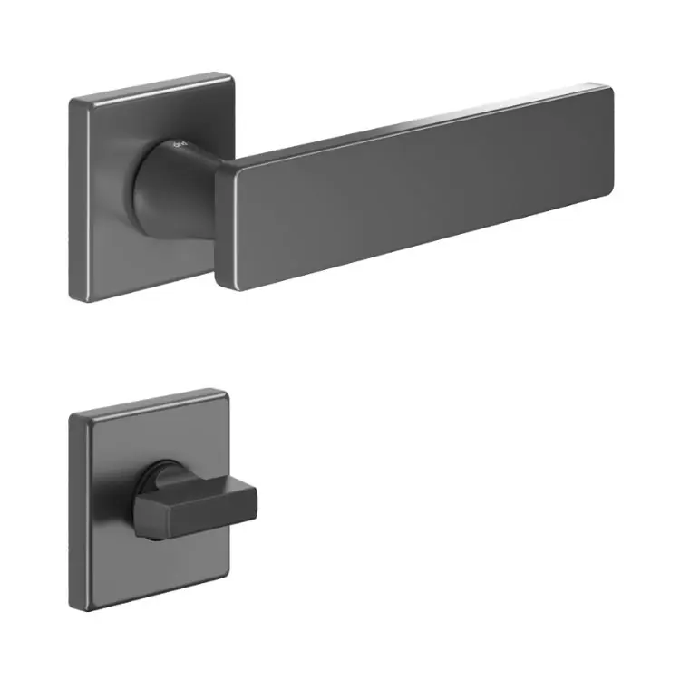 Express Levering Maniglia Holly DND HO14T per porta, rosetta e bocchetta quadra 50x7 mm con nottolino Wc, Zama finitura Nero