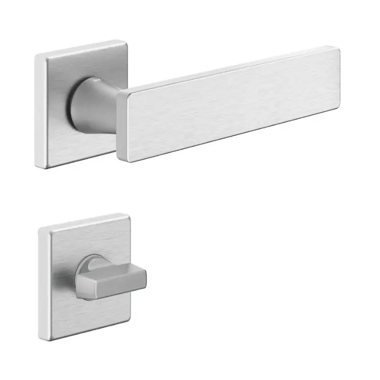 Hoge Kwaliteit Maniglia Holly DND HO14T per porta, rosetta e bocchetta quadra 50x7 mm con nottolino Wc, Zama finitura Cromo Satinato