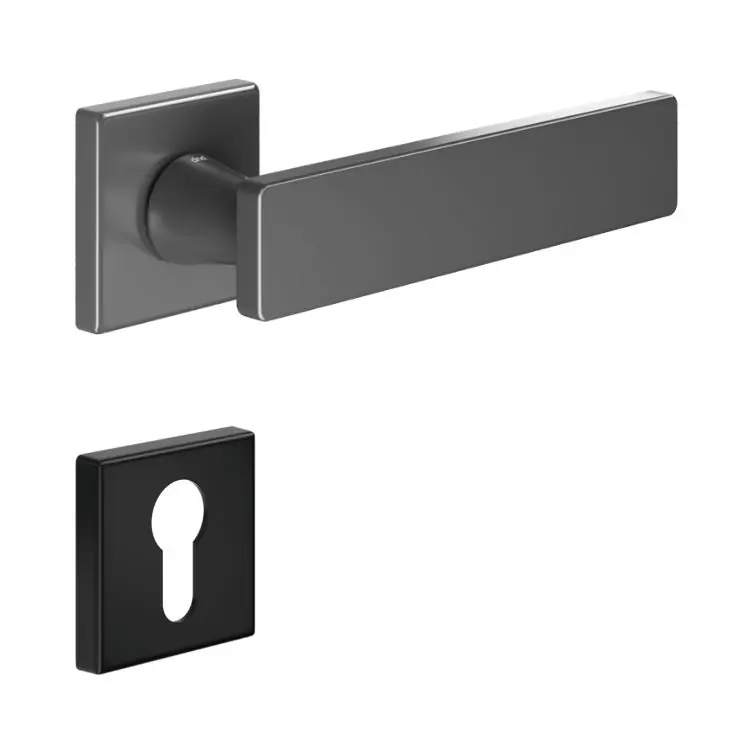 Maniglia Holly DND HO14Y per porta, rosetta e bocchetta quadra 50x7 mm foro Yale, Zama finitura Nero Favoriet