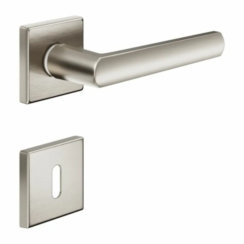 Bestel Nu Maniglia Project 02 DND PR14P per porta, rosetta e bocchetta quadra 50x7 mm foro Patent, Ottone finitura Nickel Satinato
