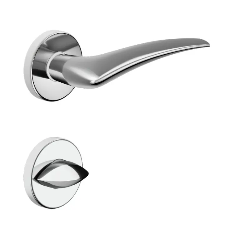Maniglia Linear DND LI12T per porta, rosetta e bocchetta tonda 50x7 mm con nottolino Wc, Ottone finitura Power Cromo Lucido Lage Prijs