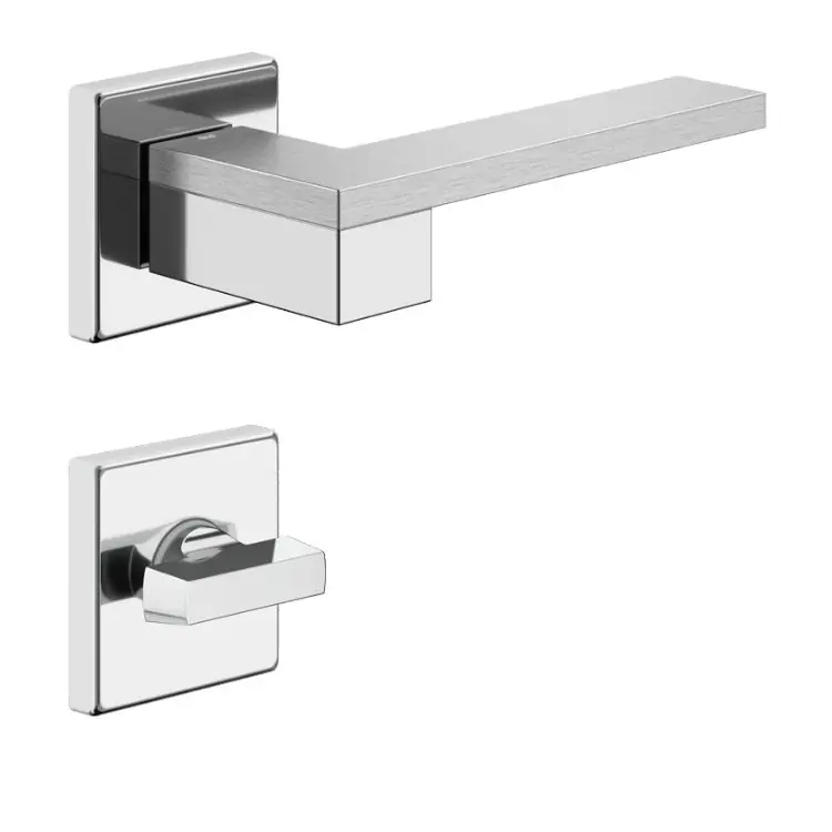 Maniglia Esa DND ES14T per porta, rosetta e bocchetta quadra 50x7 mm con nottolino Wc, finitura Cromo-Power Cromo Satinato Voordeelprijs