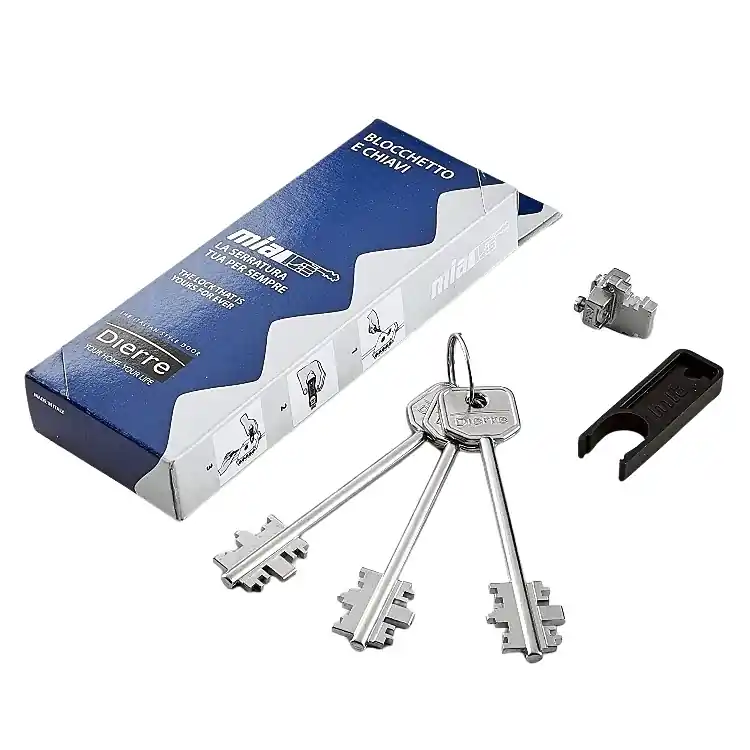 Merkproduct Astuccio 3 chiavi BLO 3210 Dierre per porta blindata, lunghezza 116 mm, blocchetto, estrattore e impugnatura Nera