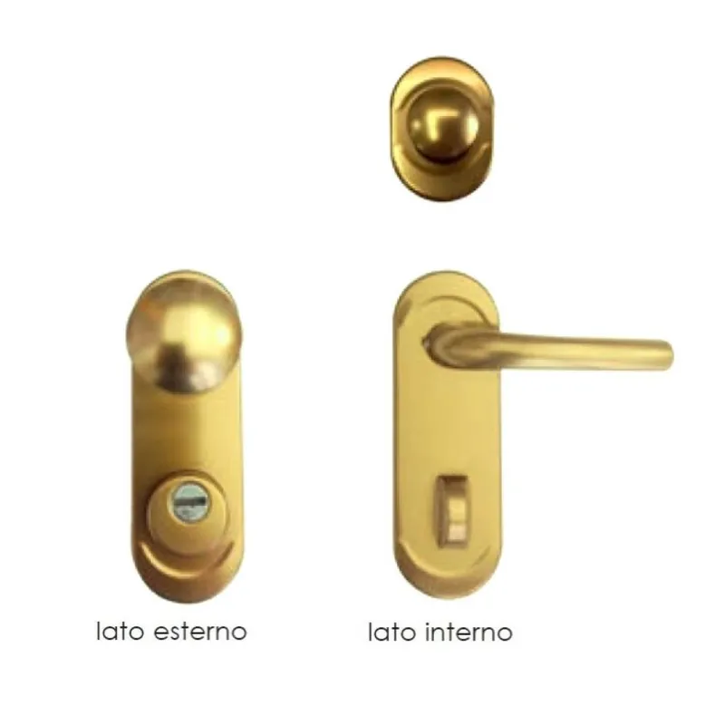 Kit maniglieria New Creta Dierre per porta blindata, con pomolo fisso e maniglia, interasse 85 mm, Alluminio finitura Oro Lucido Laatste Versie