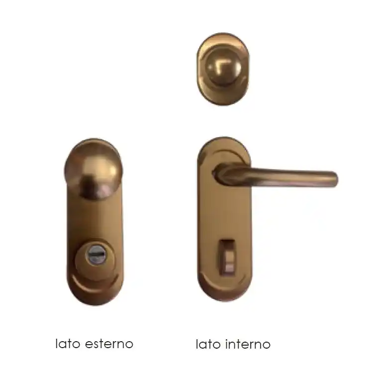 Gecertificeerd Kit maniglieria New Creta Dierre per porta blindata, con pomolo fisso e maniglia, interasse 85 mm, finitura Bronzo