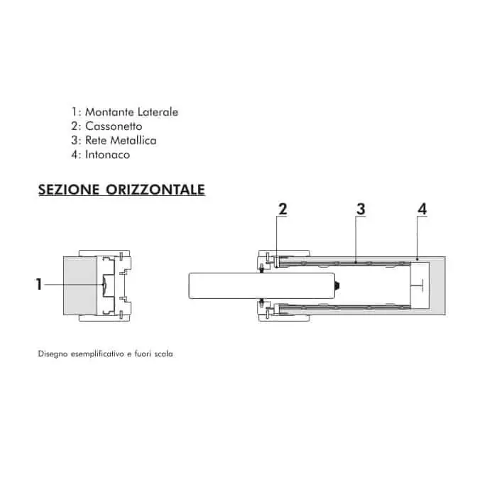 Controtelaio New Space Dierre per porta scorrevole a scomparsa, modello per Intonaco, 1 anta, misura 800x2100x105 mm, portata 80 Kg Op = Op