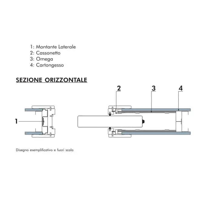 Controtelaio New Space Dierre per porta scorrevole a scomparsa, modello per Cartongesso, 1 anta, misura 700x2100x100 mm, portata 80 Kg Superprijs