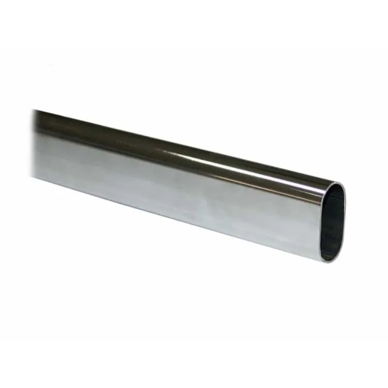 Tubo ovale Manart per appenderia, dimensione 15x30 mm, lunghezza 3000 mm, Acciaio finitura Cromato Lucido Lage Kosten