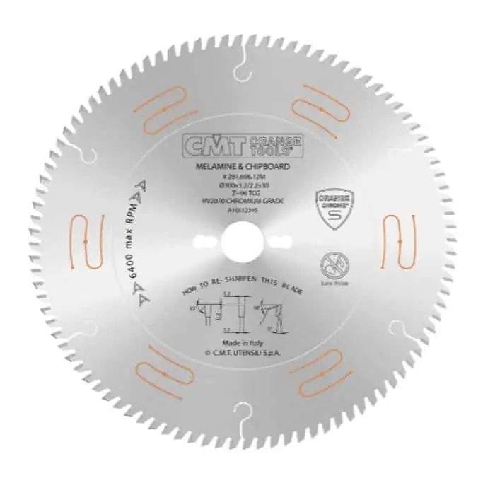 Lama cromata e silenziata Orange Chrome CMT a dente trapezoidale, per laminato, dimensioni 300x3,2x30 mm Exclusieve Aanbieding