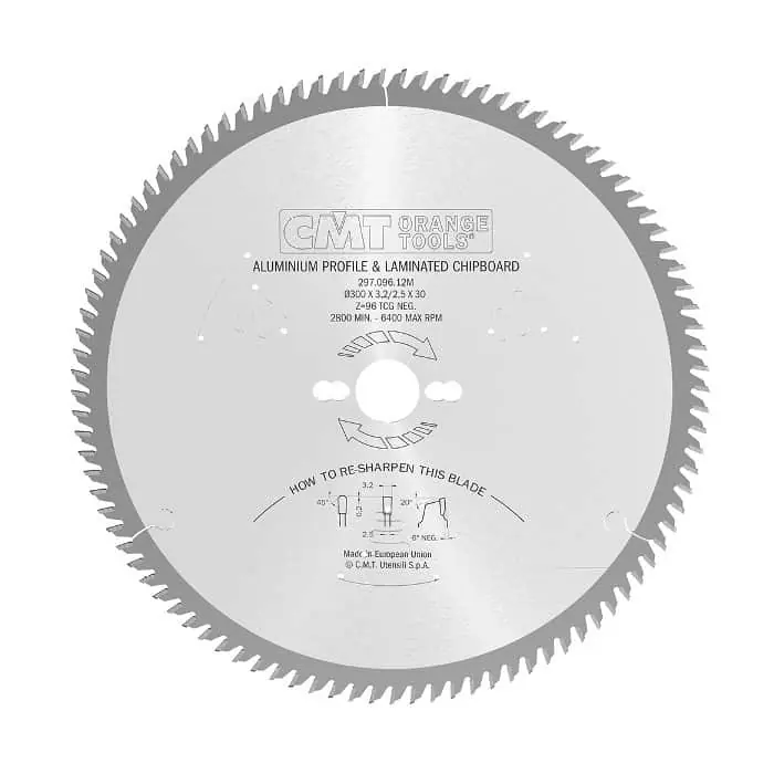 Premium Lama da taglio CMT per materiali non ferrosi e plastica, 96 denti, dimensioni 300X3,2X32 mm