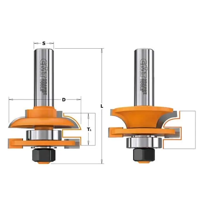 Set di frese CMT per incastri maschio-femmina, diametro 44,4 mm, diametro attacco 12 mm, profilo A Dagaanbieding