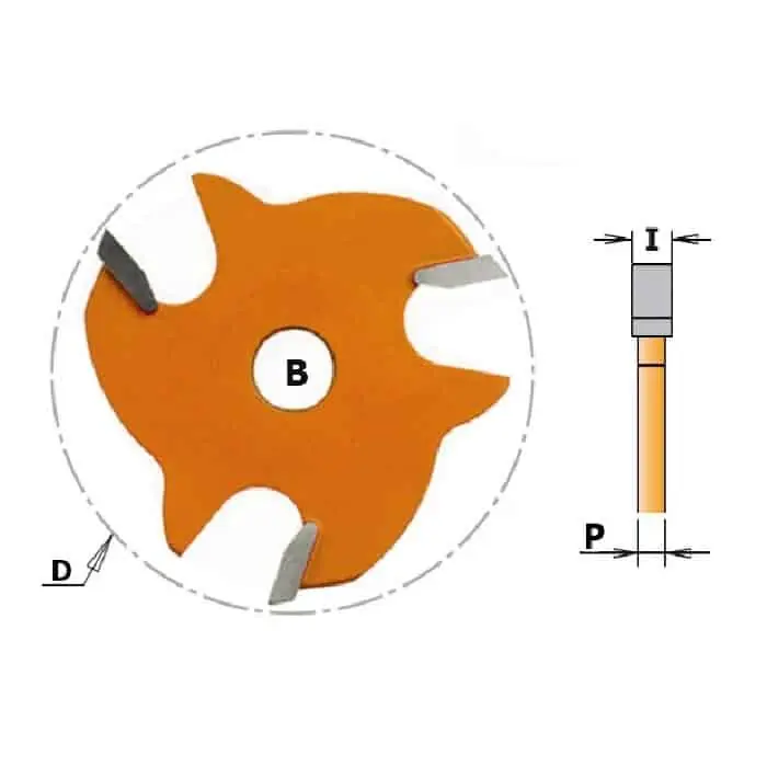 Fresa CMT a disco per scanalature laterali, con foro 45°, diametro 47,6 mm, diametro foro 8 mm, altezza di taglio 3,5 mm Favoriet
